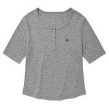 KIRSH PLAIN SLIM FIT HENLEY NECK T-SHIRT - GRAY  