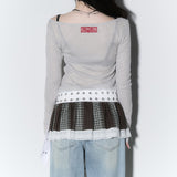 sheer layered unbal sleeve - grey