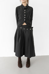 snap button unbal pleats skirt(2colors)