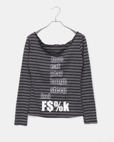 Muang Stripe Printed One-Off Shoulder Long Sleeve T-Shirt