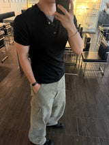 Snap layered muscle short-sleeve t-shirt