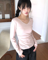 モンブ サイドシャーリング Vネック ショートスリーブTシャツ
