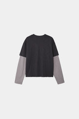 スラブクロップレイヤーTシャツ