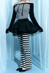 striped semi-bootcut leggings