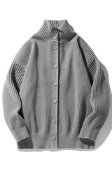 Vintage High-Collar Knit Cardigan