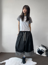 Rolling Overalls Balloon Wide Bermuda 2Color