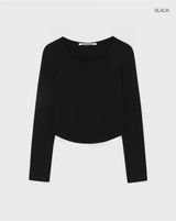 [B-BASIC] Basic Cotton Modal U-Neck Long Sleeve Tee (2 SIZE)