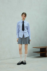 LOWELL SLIM FIT STRIPE SHIRRLING SHIRT / SKY BLUE
