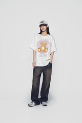 24FW BLUR SKETCH BEAR SHORT SLEEVE T-SHIRT CREAM 