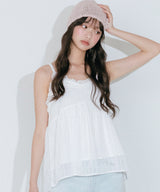 DOT CHIFFON SLEEVELESS BLOUSE (WHITE)