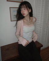 [MADE] Heart-Drop Lace & Cubic Heart Camisole