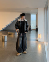 Dot heavy brushed balloon denim pants