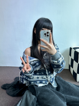 2ウェイ🤎 ノルディックフーディーセミクロッピードジップアップジャケット 🤎💙🩶2カラー
