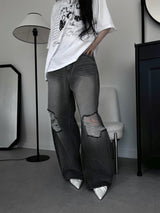 gray damaged balloon denim