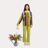 Royal Purple & Emerald Green Contrast Striped Sleep Set - 95% Cotton  Pajamas