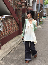 Shoto Deep-V Ruffled Layered Sleeveless Blouse
