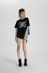 SEXXDEVIL LOGO Striped Layered TEE