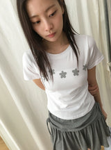 ダルトンフラワープリンティングモーダル半袖Tシャツ