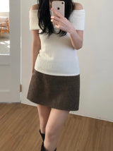Ground checkered wool skirt (2 colors)