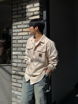 Dying patch carpenter denim