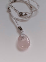 rose quarts vintage leather necklace
