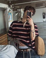 コヨシストライプラグビー半袖Tシャツ