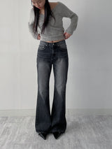 [unisex] 641 cat-washed bootcut denim pants
