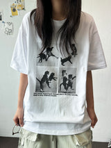 Juju Four Section Black White Oversized T-Shirt 4color