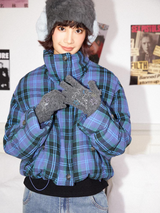 Wool two-color yarn blended warm four-color rhinestone gloves