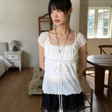 Psyche strap off-shoulder puffed blouse