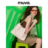 muva. Genuine‑Leather Cloud Tote Bag for Women, 2024 New Large‑Capacity Commuter Bag, Cotton‑Candy Original Design, New Arrival Apr 16