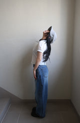 stud wide denim pt