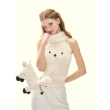 [GirlyFancyClub]3Dドッグフェイスミンクファーニットタンクトップ