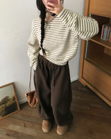 [BELLIDE MADE] ルーズフィットストライプVネックニット