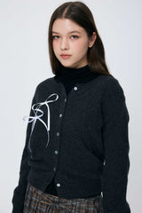 EIRIN WOOL CARDIGAN / CHARCOAL