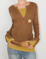 HENLEY BUTTON SLIM KNIT