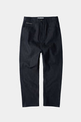 Natural High Waist Baggy Fit Selvedge Denim Pants(Navy)