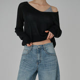 [Razil] Deep V-Neck Raglan Sleeve Slit Knit - 6 Colors