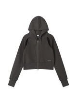CUT OUT CROP HOOD ZIP-UP (CHARCOAL)