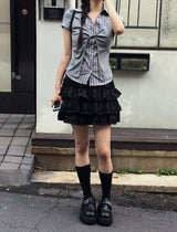 ソレン チェック シャツ レイヤード ツイスト ショート スリーブ Tシャツ