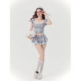[GirlyFancyClub]ミュージックフェス チェックショートトップ＆スカート セット