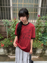 [unisex] モアブ ホース プリンティング リンガー ショート スリーブ ティー