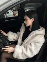 Crop Hood Fur Jacket
