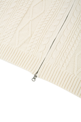 collar knit zip-up [black, ivory]