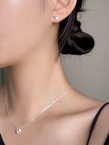 [silver 925] mini ball cubic earring necklace set / daily guest look simple silver wedding