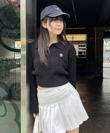 LOGO OPEN COLLAR CABLE KNIT