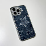 フェイドデニムスターダストスマホケース ダークインディゴ (SV_MagSafeGlass)