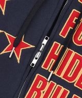 Star Lettering Patch Hoodie Zip-Up - Navy