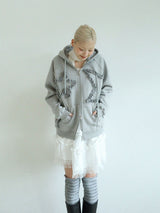 FLOWER STAR HOODED ZIPUP(GREY)