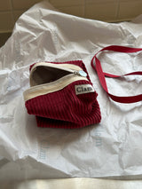 Clam round pouch _ Corduroy red